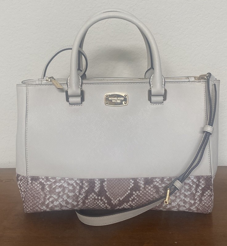 MICHAEL Michael Kors Kellen Embossed Medium Satchel ~Dark Sand Crossbody Bag