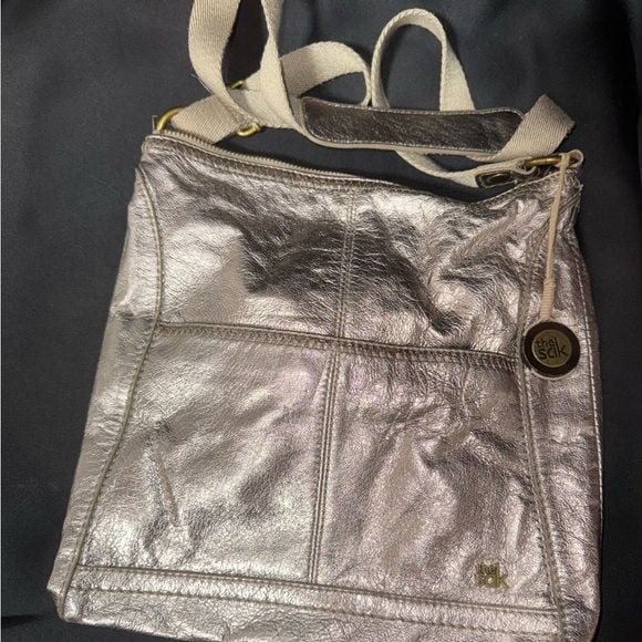 The Sak Metallic Silver Shoulder Bag