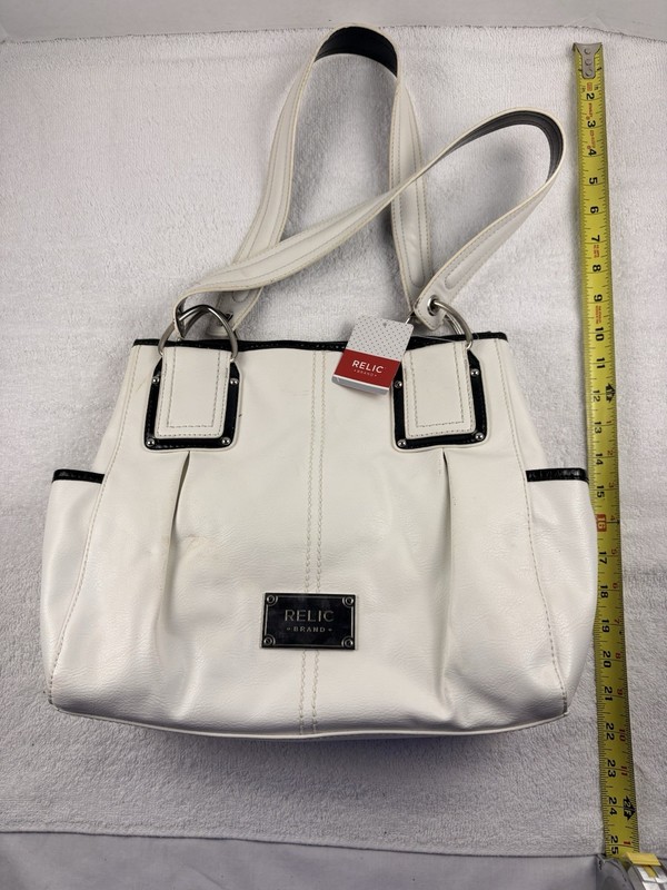 Relic Purse Handbag Faux Leather White With Black Trim