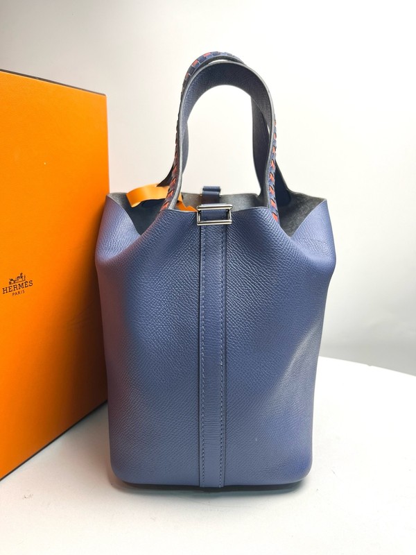 Hermes Picotin 18 Mini Blue Epsom Calfskin Top Handle Tote Bag Duty Paid