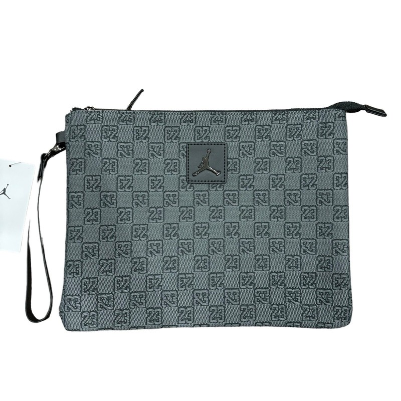 Air Jordan Monogram Black Gray Pouch Purse Clutch Wristlet Bag, NWT MM0897-G9Q