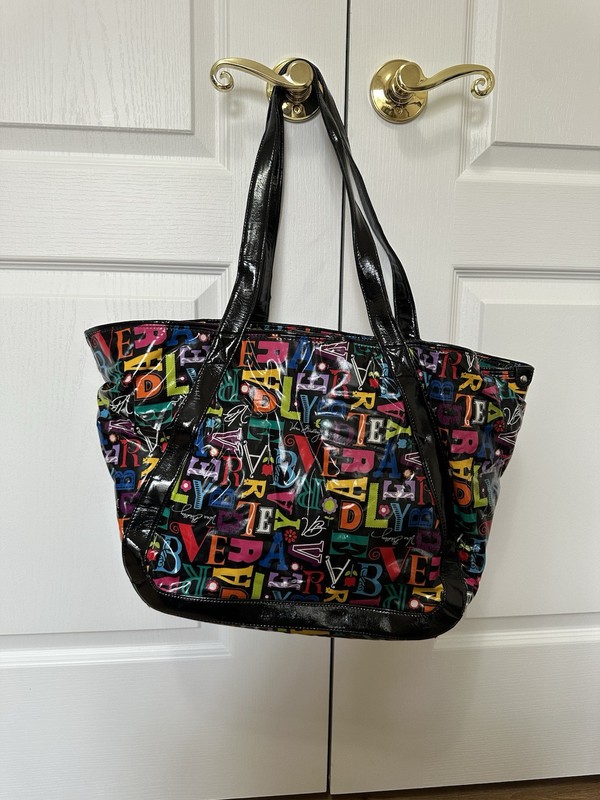 From A to Vera Bradley Logo Large Vinyl Tote Bag Colorful Letters Teacher gallery