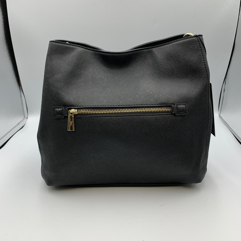 Vanessa Williams Posh Hobo Bag Black Faux Leather Gold Shoulder Strap VW-09-BK gallery