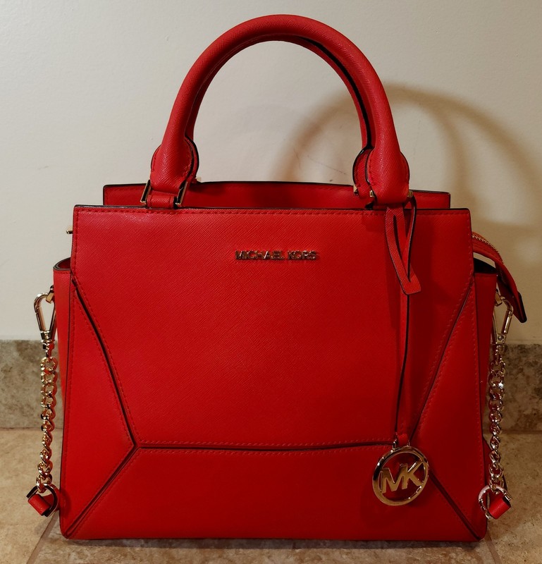 Michael Kors | Prism Red Saffiano Leather Top Handle Crossbody Satchel Bag ❤✨️