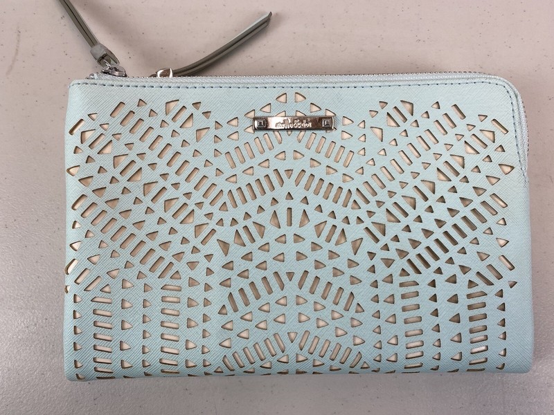 Stella & Dot Blue Double Clutch Perforated Vegan Leather Wallet Hello Gorgeous