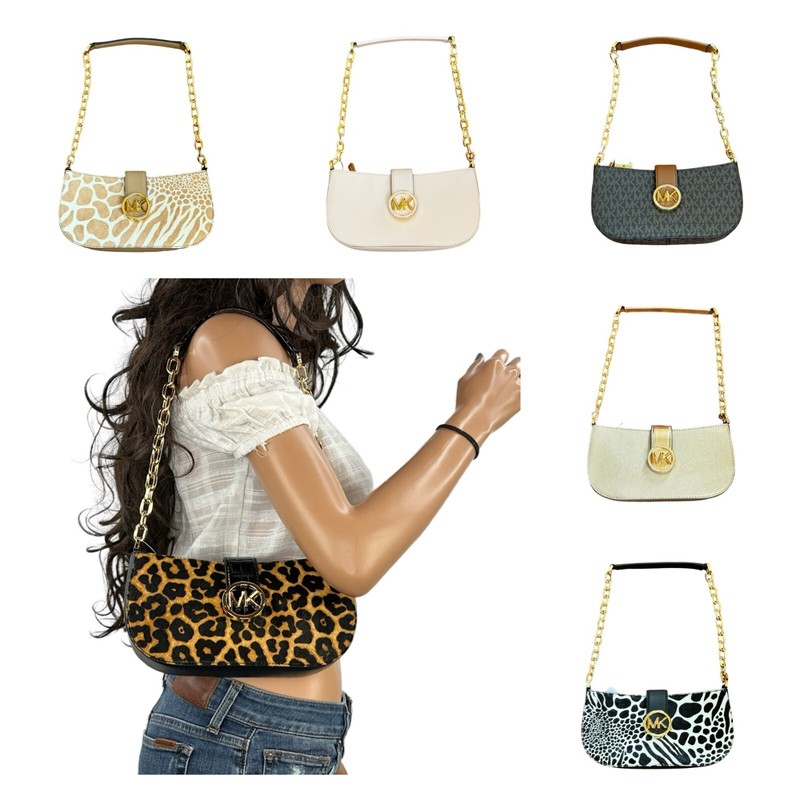 MICHAEL KORS CARMEN SMALL POUCHETTE SHOULDER CHAIN BAG PURSE