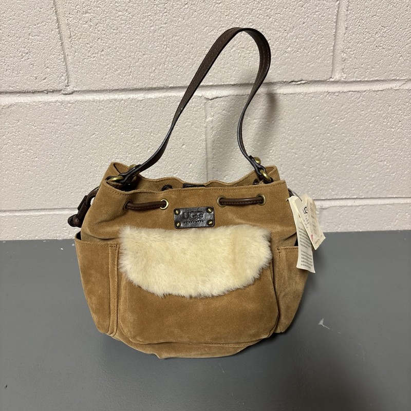 UGG Australia Shearling Medium Pouchette NWT Brown Purse Handbag Bucket Style