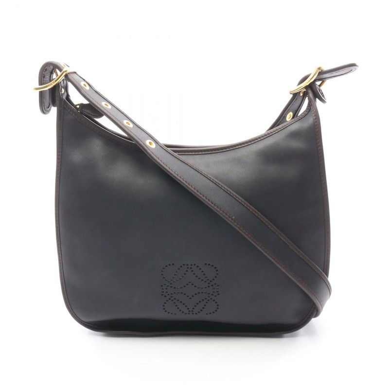Loewe Sophia Anagram Leather Shoulder Bag Black Used M