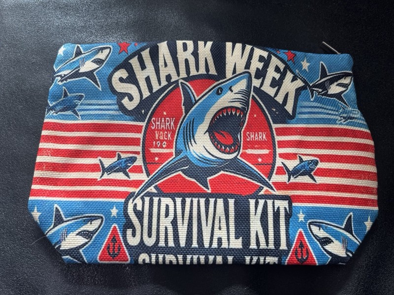 Shark Week Period Survival Kit Zipper Pouch Cosmetic Camp Bag Travel Humor
