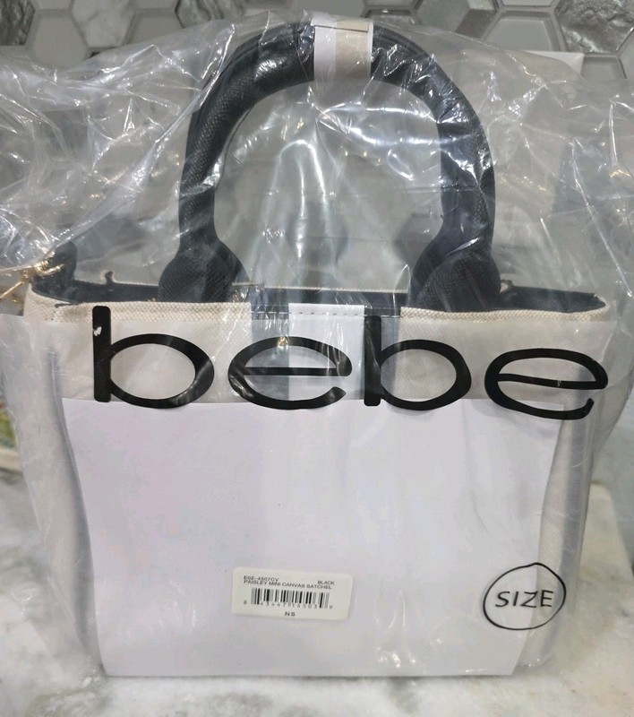 Bebe Paisley Mini Canvas Satchel/Crossbody Bag -NEW In Original Packaging. Beige