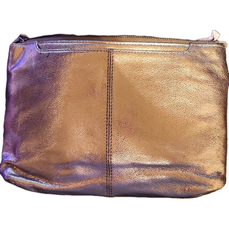 HOBO The Original Hematite Metallic Genuine Leather Crossbody Bag, Zip Closure