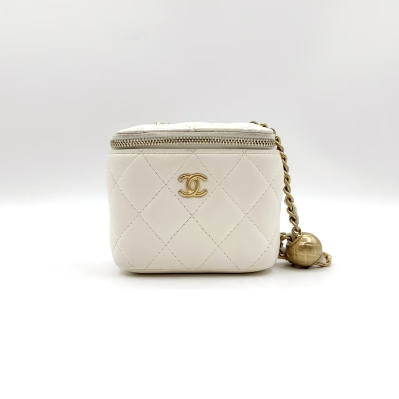 Chanel Camellia Bow Vanity Case with Chain Quilted Lambskin Mini
