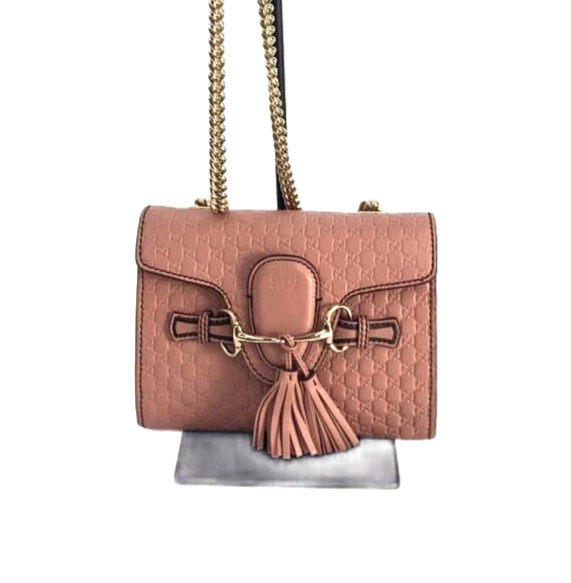 Gucci Micro Guccissima Leather Mini Emily Crossbody Bag 449636 Baby Pink