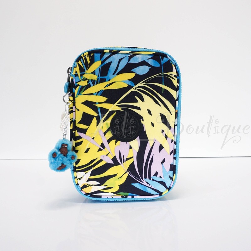 NWT Kipling AC7252 100 Pens Case Pencil Accessory Polyester Jungle Leaves Multi