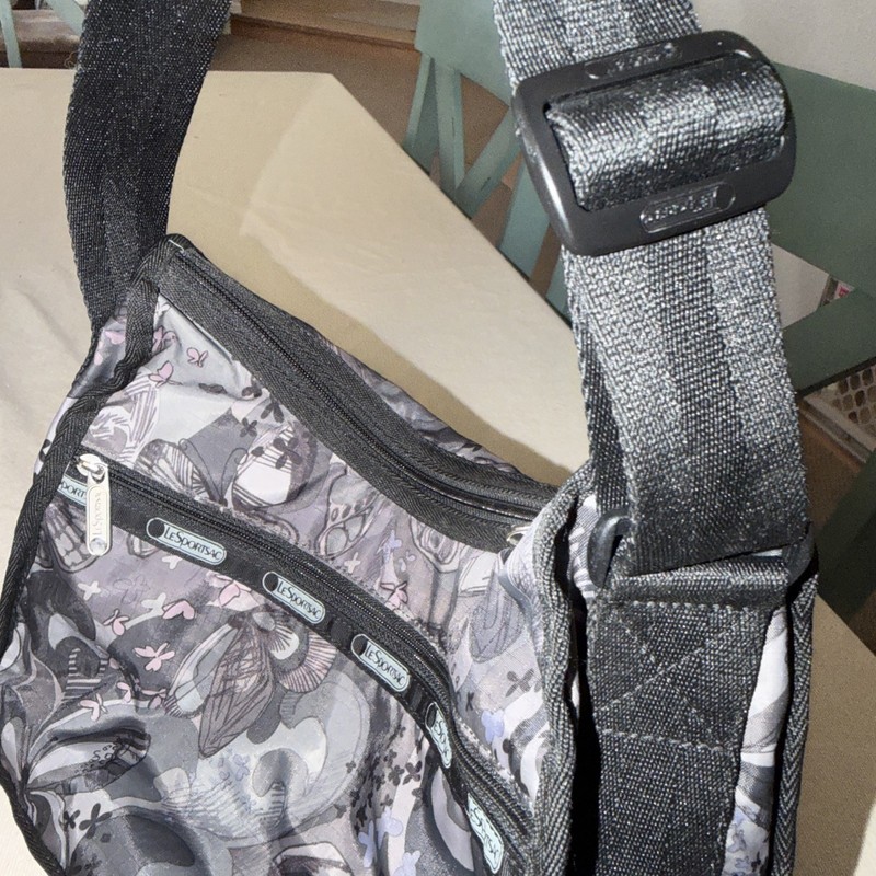 LeSportsac Everyday Bag Crossbody Shoulder Butterfly Motif Black and Grey gallery