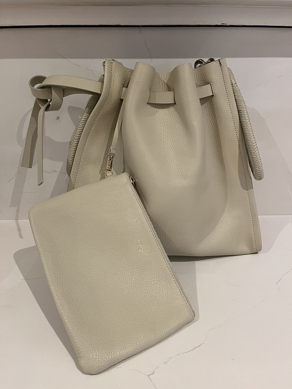 Tamara Mellon Medium Kiss Bucket Bag And Wristlet – Grainy Calf Bone