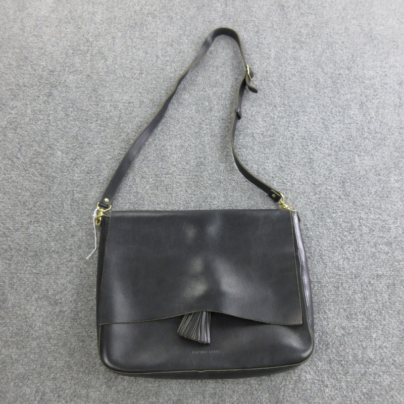 Sylvan Park Crossbody Bag Womens Large Black Leather Tassel Flap Zip Shoulder