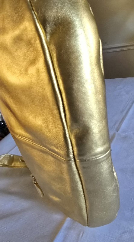 THE FIND Handbag Gold Metallic Leather Shoulder Purse AND Matching Wallet NWT gallery