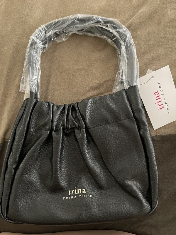 Trina Turk Gathered Tote with Webbing Strap. TTT-2007 Black