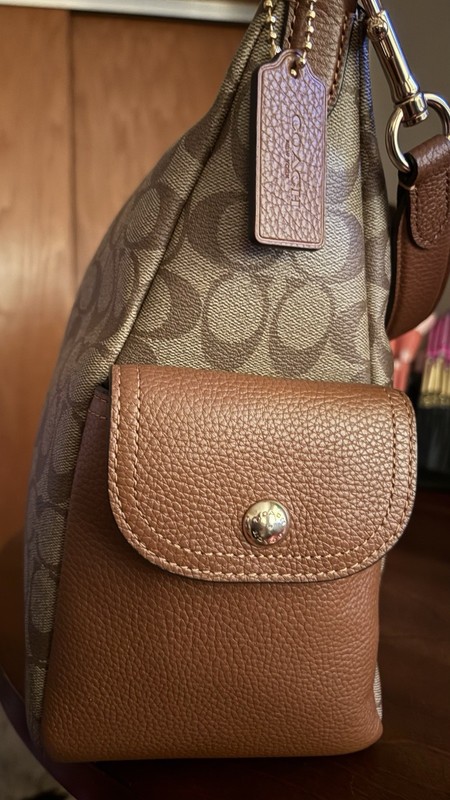 Coach (C1523) Pennie Khaki Redwood Signature Coated Canvas Shoulder Handbag gallery