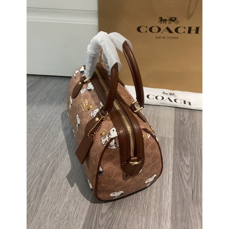 NWT Coach X Peanuts CBM33 Rowan Satchel Bag Signature Canvas Snoopy Print OUTLET gallery