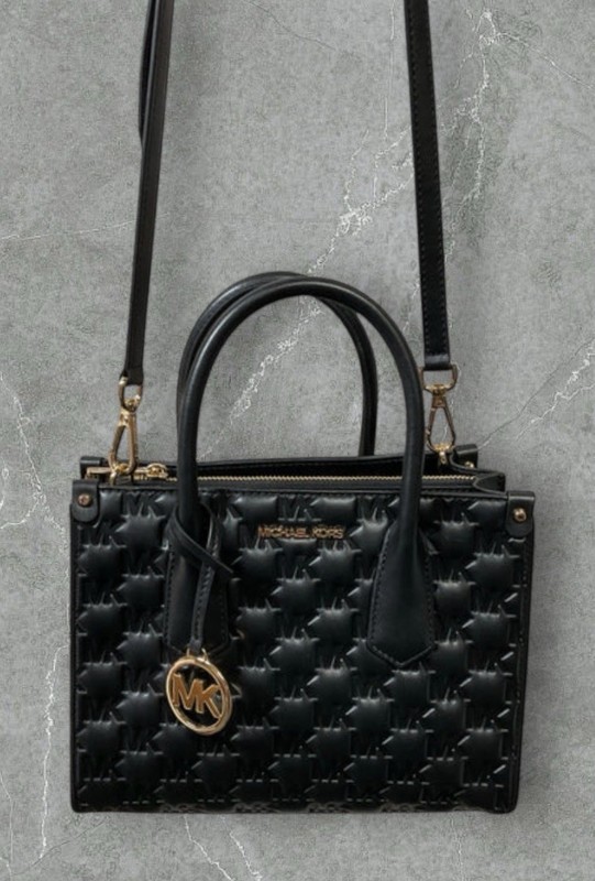 NWT MICHAEL KORS MAPLE SOFT BLACK LEATHER SATCHEL SHOULDER BAG MSRP $328.00 gallery