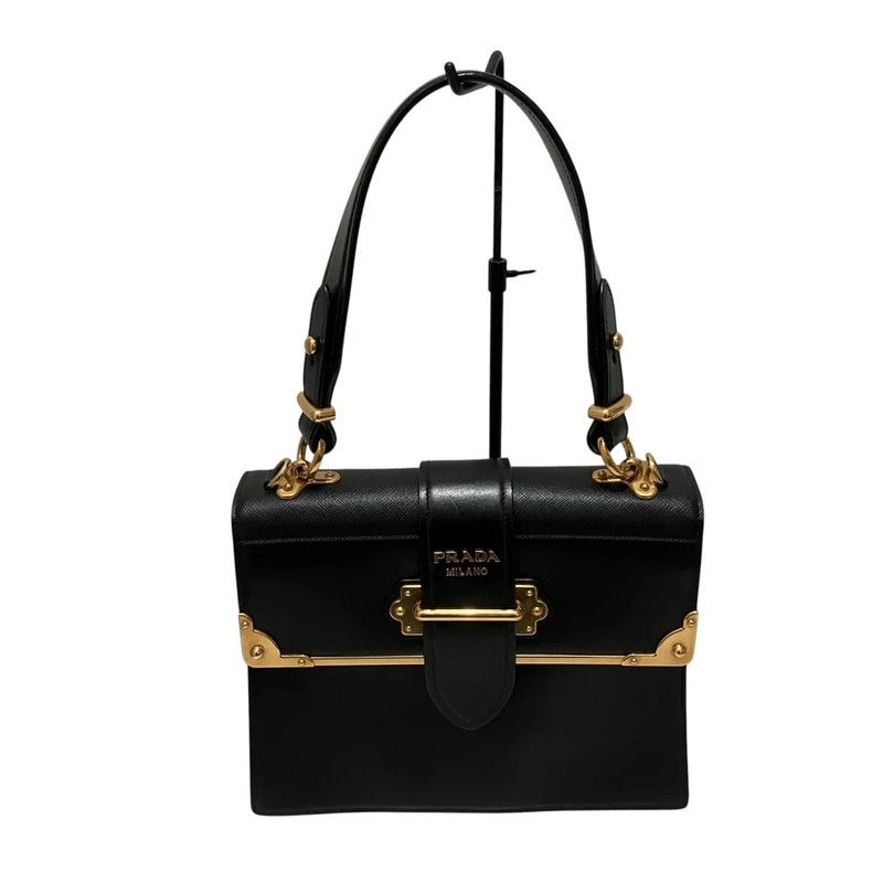 PRADA Cahier Black Leather Shoulder Bag 1BA152
