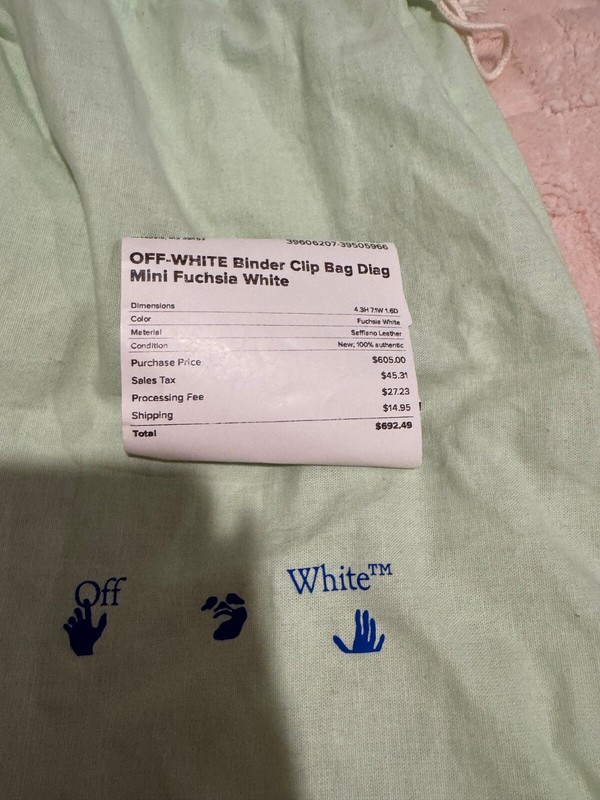 off white binder clip bag diag mini fushia white gallery