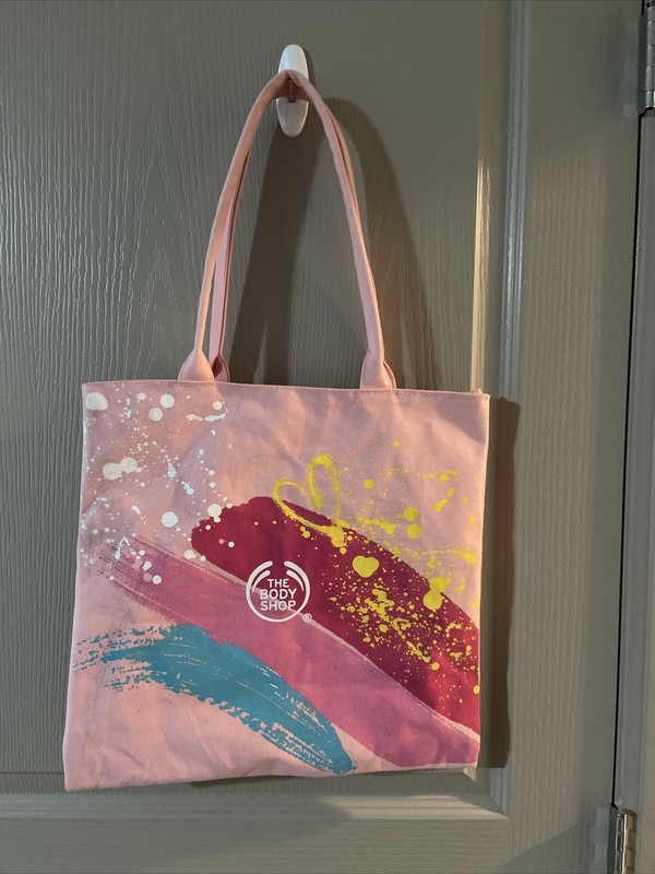 The Body Shop Pink Canvas Paint strokes Tote Bag 2016
