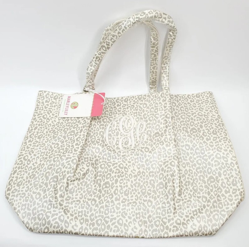 Marleylilly Metallic Ivory & Gold Leopard Tote Bag