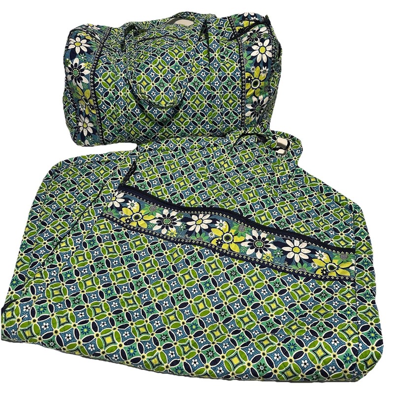 Vera Bradley Daisy Daisy Hanging Garment Bag & Matching Duffle Travel Set EUC