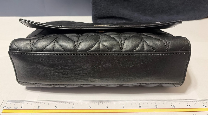 Kate Spade New York Black Leather Leaf Quilted Flap Shoulder Bag Gold Chain gallery