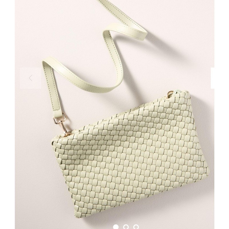 Anthropologie Melie Bianco Woven Crossbody Bag Light Green NWT