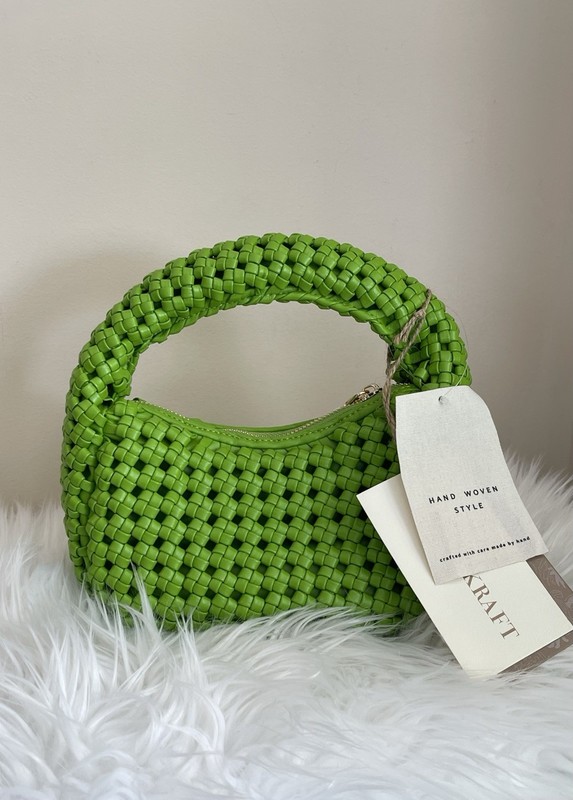 ANTIK KRAFT Small Green Hand Woven Handbag/Purse gallery