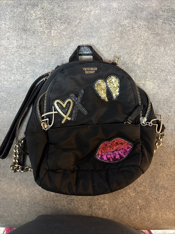 VICTORIA’S SECRET Runway Patch City Backpack (lips and wings sequin)