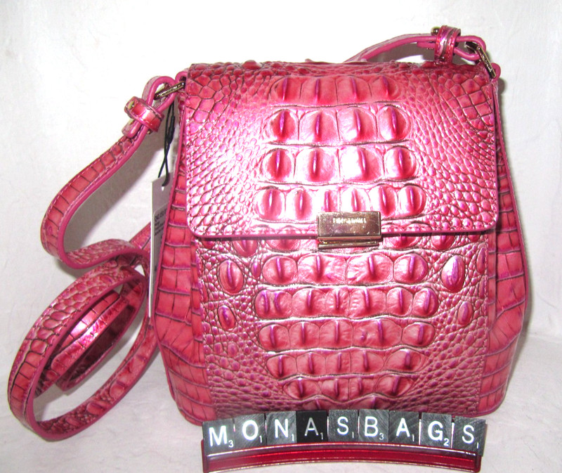 Brahmin Margo French Rose Pink Melbourne Embossed Leather Crossbody Bag NWT $245