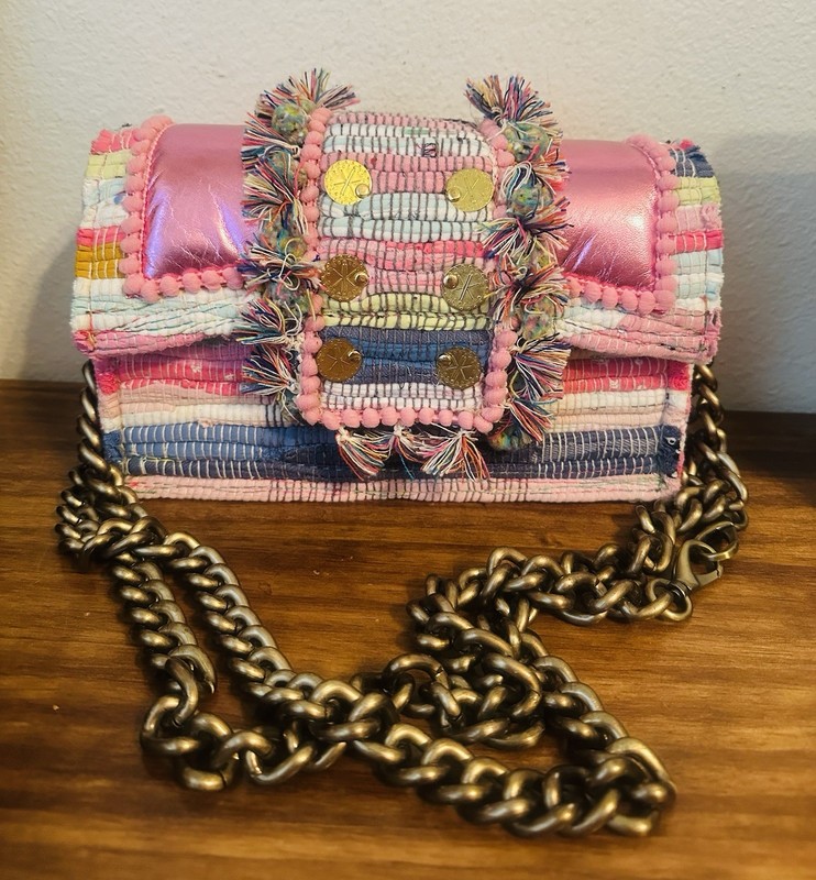 KOORELOO Pink New Yorker Soho Double Chain Shoulder Bag Handbag Purse