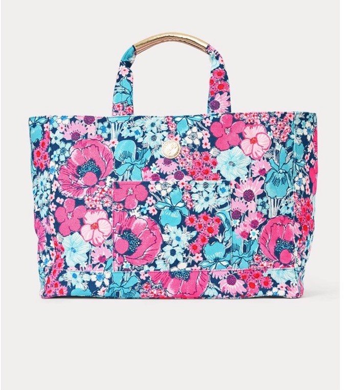 NWT Lilly Pulitzer GWP Jumbo Mercato Tote Starlight Navy In All Her Glory