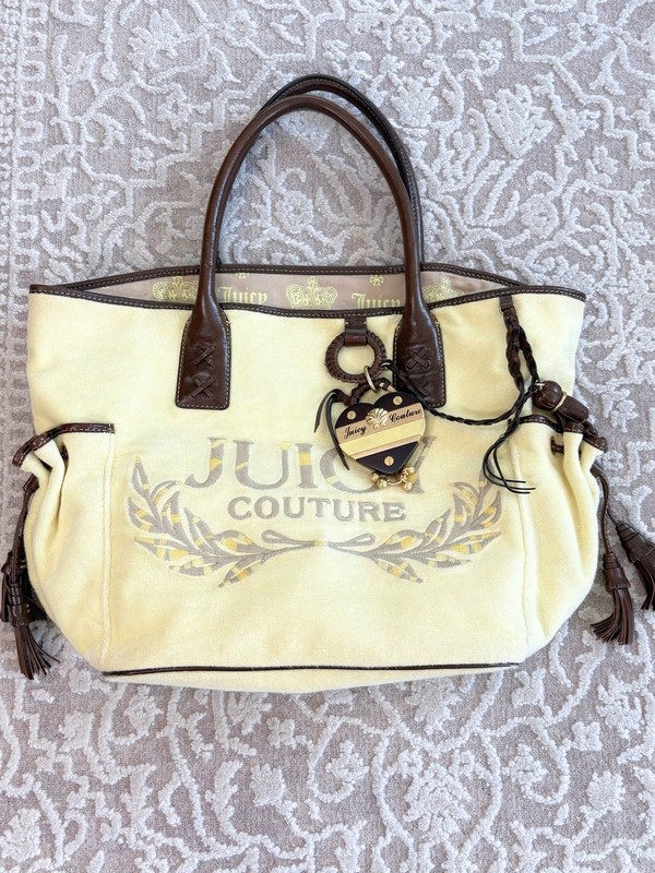 Vintage Juicy Couture Daydreamer Terry/Leather Tote Y2K Beach EUC gallery