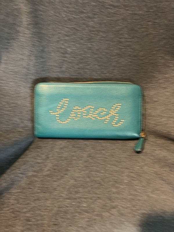 Coach Accordion Zip Wallet in Teal Leather