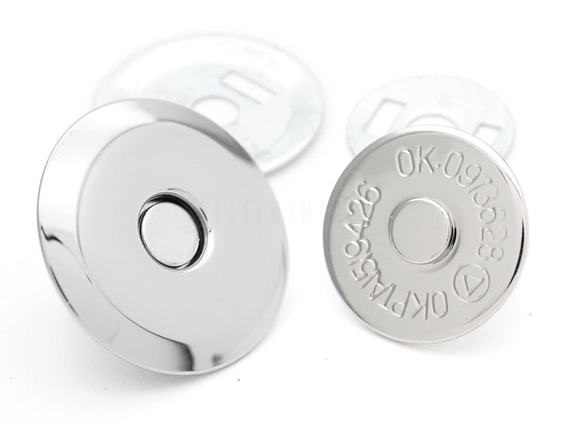 CRAFTMEMORE Magnetic Snap Buttons Quality Strong Clasp for Purse 18mm, Silver