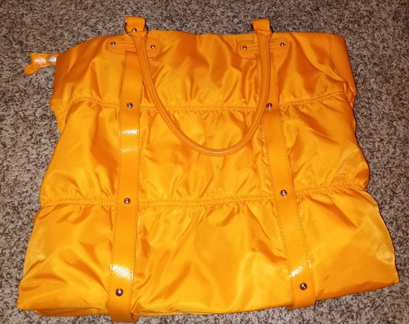 NWT ORANGE NYLON LARGE TRAVEL TOTE BAG BY EXHILARATION gallery