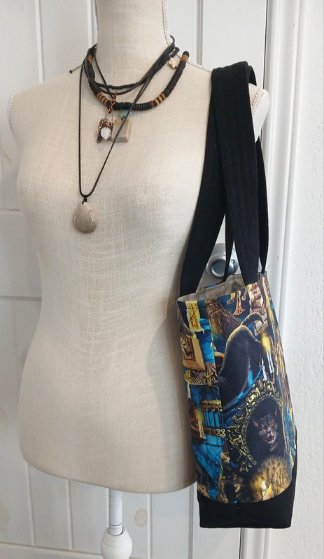 New Handmade Quilted Open Tote Bag, Wicca Cat, Magic Kitty, Cat Lovers Purse gallery