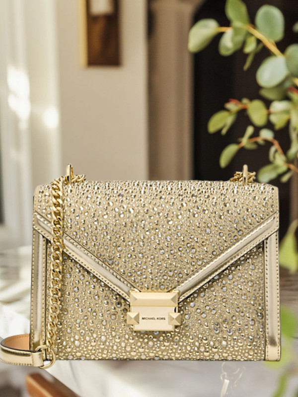 Michael Kors Whitney Medium Purse Satchel Handbag Crossbody Shoulder Bag Gold MK