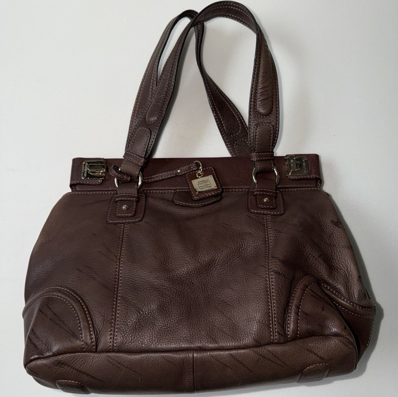 Cole Haan Brown Satchel Top Handle Bag w/ Gold Hardware, Zip, Medium