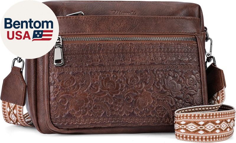 Crossbody Bags for Women Trendy,Vegan Leather Purses Embossed Design,Multi Pocke