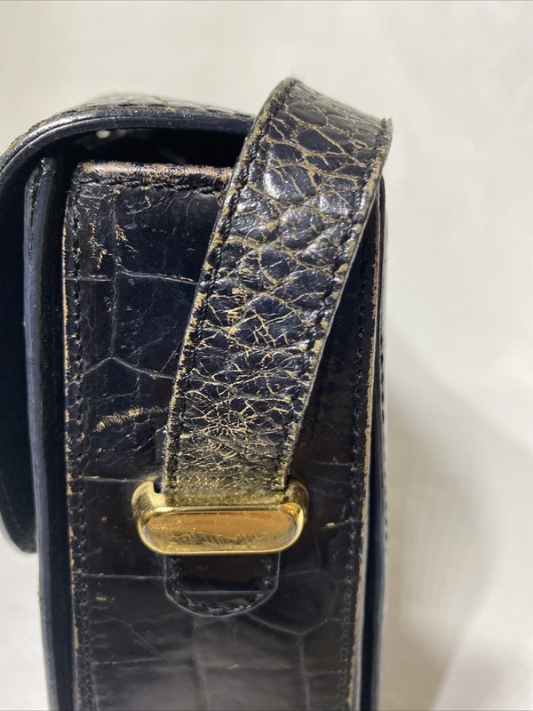 Bally VINTAGE FAUX CROC EMBOSSED LEATHER FLAP CROSSBODY BAG GC Well Loved! gallery