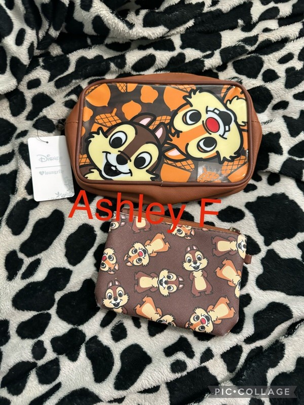 Disney Loungefly Chip And Dale Cosmetics Bag & Coin Purse Heart Logo