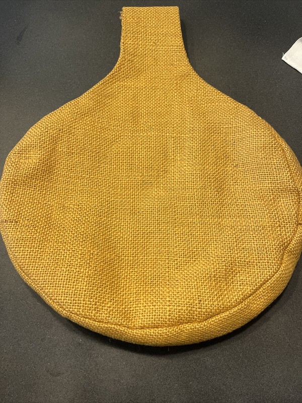 VINTAGE HOBO HIPPY SUNSHINE EMBROIDERED BURLAP PURSE HANDBAG HANDMADE YELLOW gallery