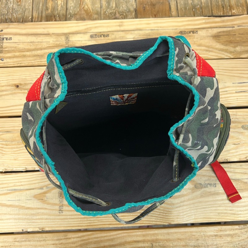 Tigerbear Republik Camo Backpack Multi Pocket Boho Rasta Strap Preowned gallery